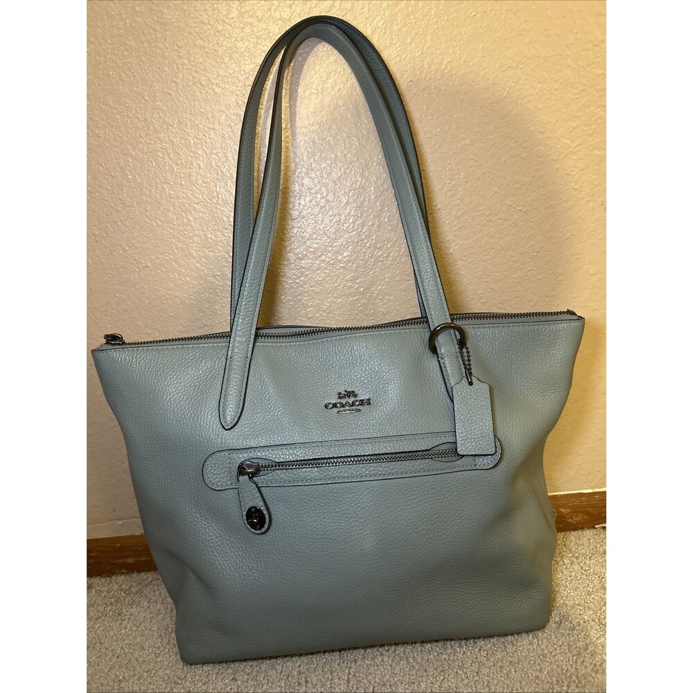 COACH Taylor Tote in Mineral Blue Pebble Leather - Style 38312